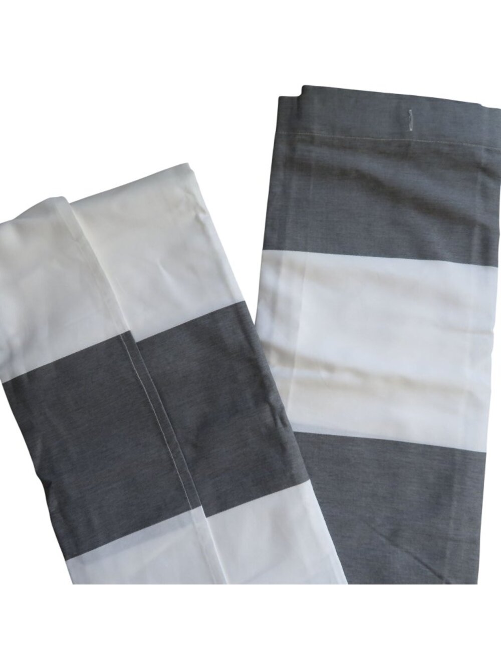 Kassatex Fine Linens Hampton Stripe Shower Curtain White Gray 100% Cotton NEW